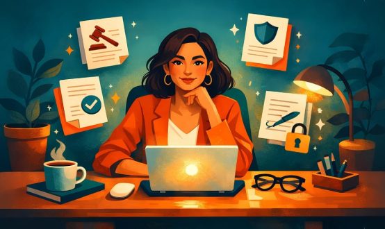 Illustration of a website browser window showing four essential website policy documents – privacy policy, terms of service, disclaimer, and cookie policy – a visual guide to website privacy policy requirements for small businesses